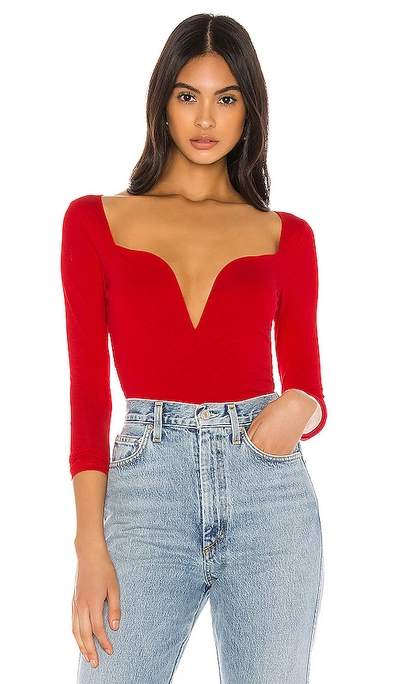 Shop Superdown Margeret Sweetheart Bodysuit In Red