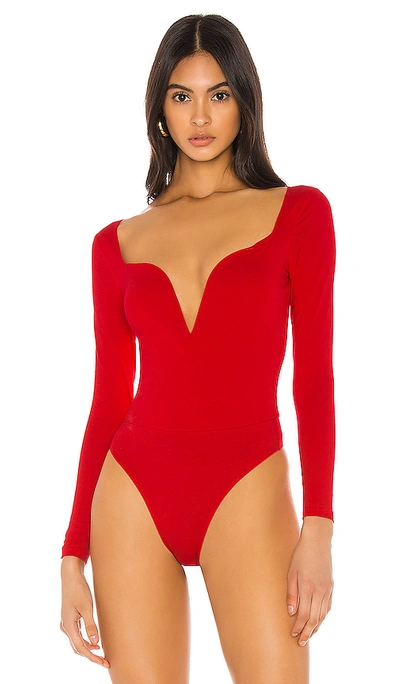 Shop Superdown Margeret Sweetheart Bodysuit In Red