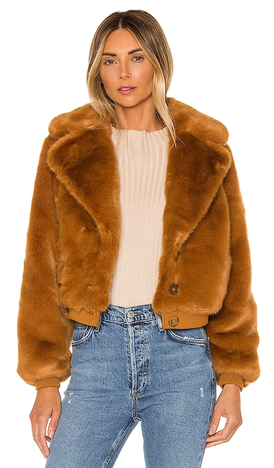 Shop House Of Harlow 1960 X Revolve Kalida Faux Fur Jacket In Toffee