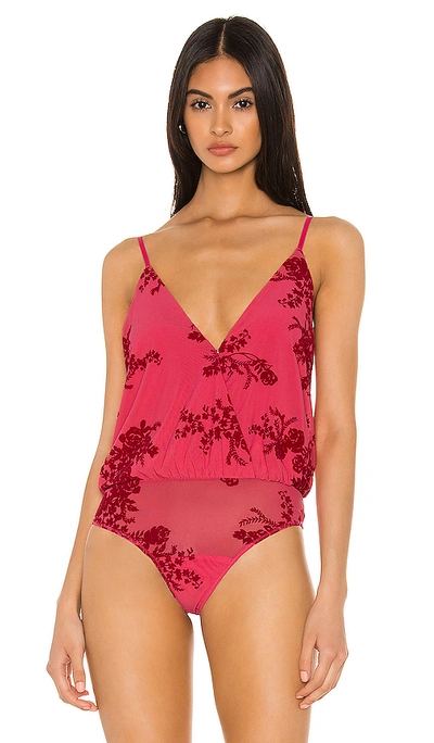 Shop Nbd Labyrinth Bodysuit In Red & Hot Pink