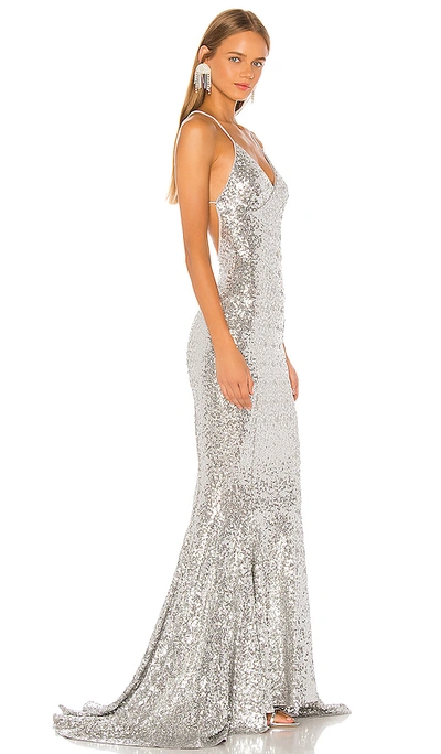 Shop Norma Kamali Sequin Mermaid Fishtail Gown In Silver