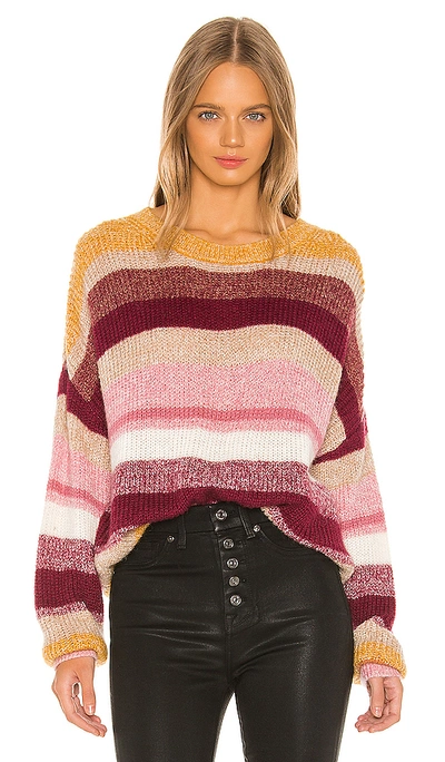 Shop Sanctuary Blur The Lines Striped Sweater In Garnet Stripe