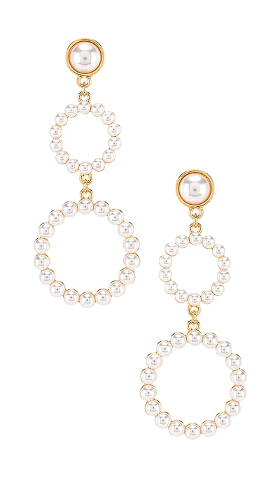 Shop Ettika Drop Double Hoop Earring In Pearl & Gold