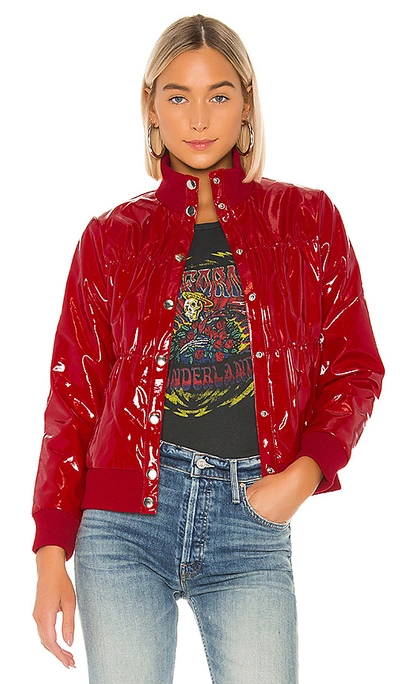 Shop Chaser Shiny Vinyl Puffer Jacket In Candy Apple