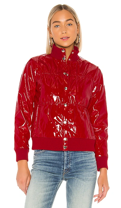 Shop Chaser Shiny Vinyl Puffer Jacket In Candy Apple