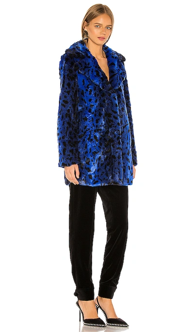 Shop Nbd Stellar Faux Fur Coat In Blue Leopard