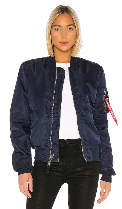 Shop Alpha Industries Ma-1 Slim Fit Bomber In Replica Blue