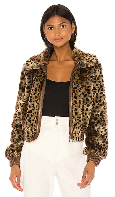 Shop Astr Faux Fur Remy Jacket In Leopard Shadow