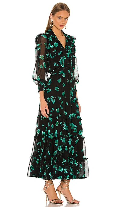 Shop Misa Regina 裙子 – 宝石绿花卉 In Emerald Floral