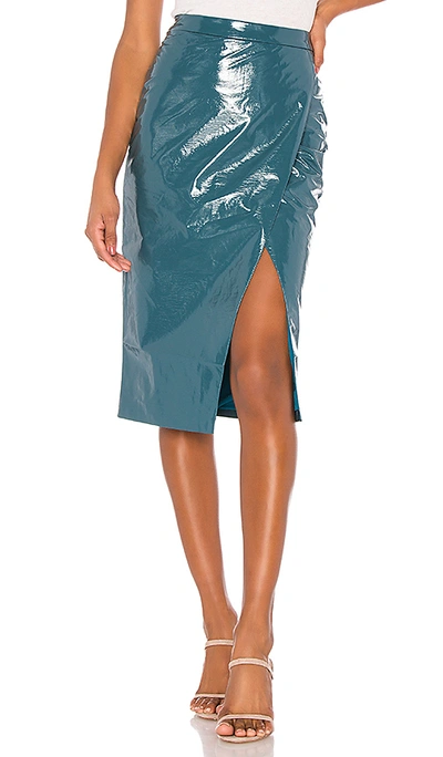 Shop Lovers & Friends Michelle Faux Leather Skirt In Moroccan Blue
