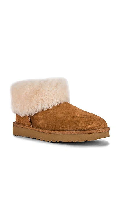 Shop Ugg Classic Mini Fluff Boot In Chestnut