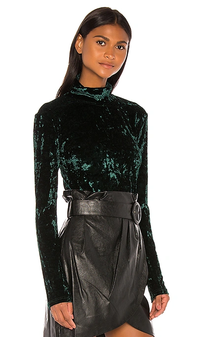 Shop Caroline Constas Delphine Velvet Turtleneck In Emerald