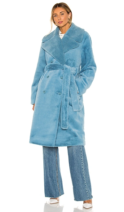 Shop Stine Goya Happy Faux Fur Jacket In Teal