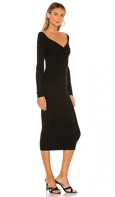 Shop Enza Costa Off The Shoulder Twist Midi Dress In Black