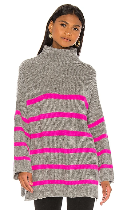 Shop Autumn Cashmere Breton Stripe Funnel Shaker In Cement & Atomic Pink