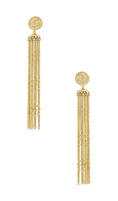 Shop Luv Aj Pave Coin Fringe Earrings In Gold