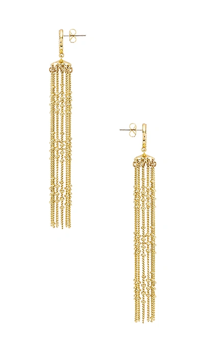 Shop Luv Aj Pave Coin Fringe Earrings In Gold