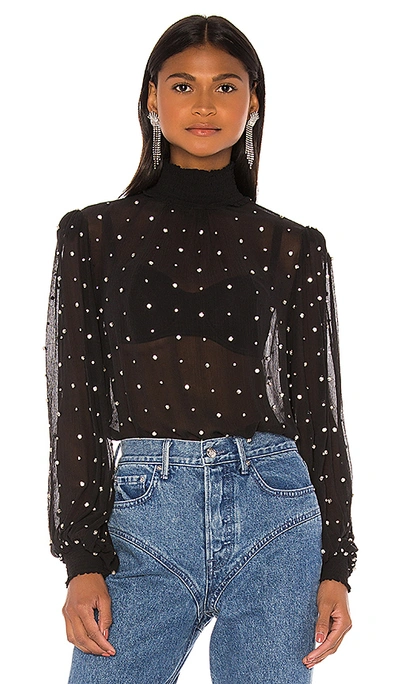 Shop Retroféte Ava Crystal Blouse In Black