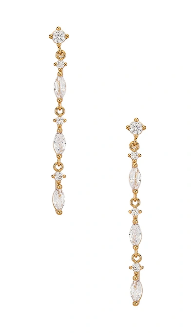 Ettika Dainty Linear Crystal Drop Earrings In Gold