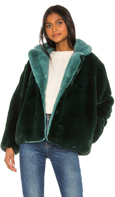 Shop Apparis Kendall Faux Fur Jacket In Emerald Green & Sapphire Blue