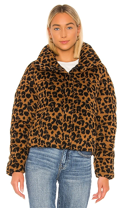 Shop Apparis Paula Puffer Jacket In Chocolate Leopard