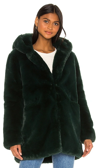 Shop Apparis Marie Faux Fur Coat In Emerald Green