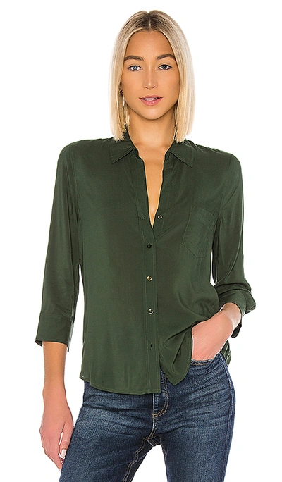 Shop L Agence Ryan 3/4 Sleeve Blouse In Dark Green