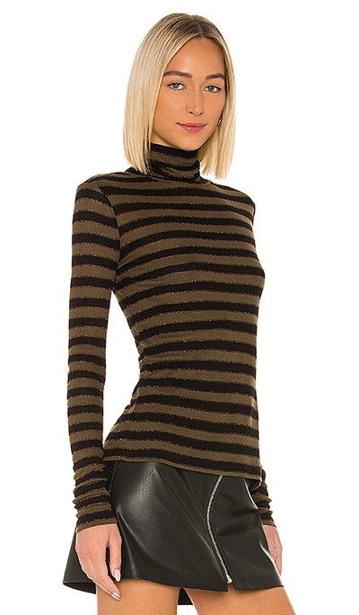 Shop Allsaints Esme Shimmer Stripe Roll In Khaki & Black