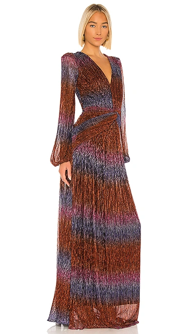 Shop Patbo Rainbow Lurex Long Sleeve Gown In Multi
