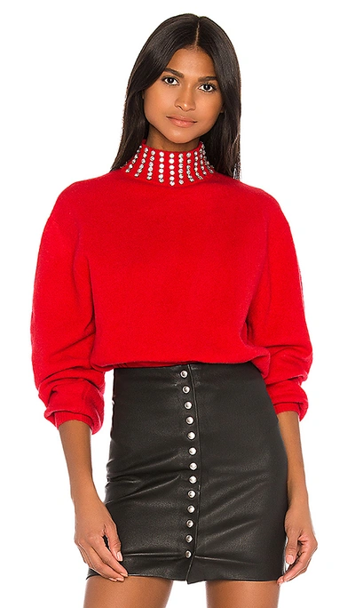 Shop Grlfrnd Katherine Embellished Sweater In Cherry Red