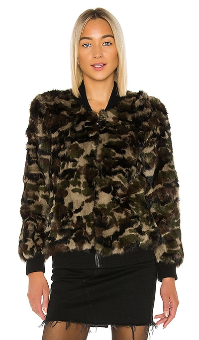 Shop Adrienne Landau Rabbit Fur Camo Varsity Jacket