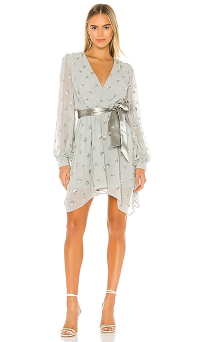 Shop Lovers & Friends Olivia Embellished Dress In Gray & Silver
