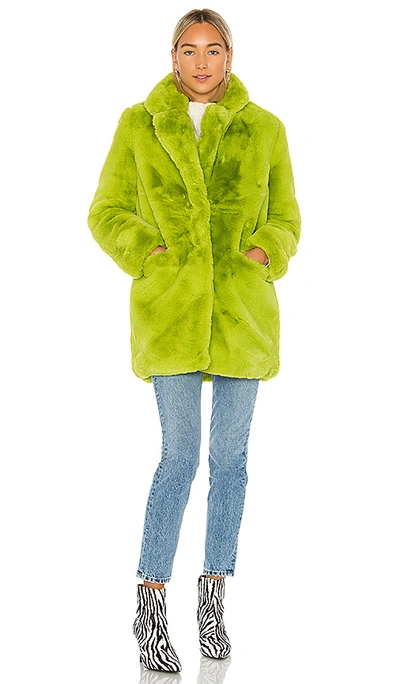 Shop Apparis Sophie Faux Fur Coat In Neon Green