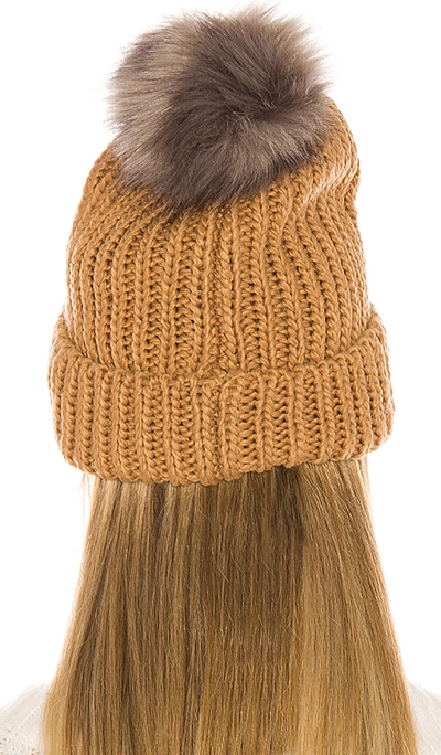 Shop Hat Attack Tahoe Faux Fur Pom Beanie In Tobacco