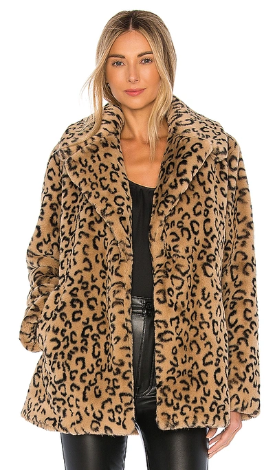 Shop A.l.c Stone Faux Fur Coat In Light Brown & Black