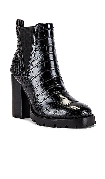 Shop Steve Madden Ladon 短靴 – 黑色鳄鱼纹 In Black Crocodile