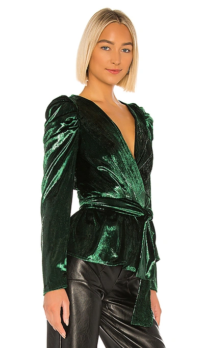 Shop Patbo Liquid Velvet Wrap Top In Emerald