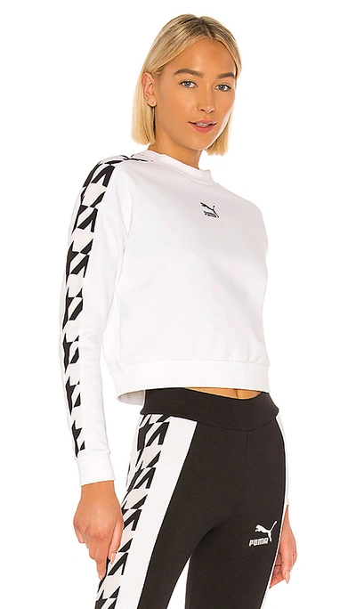 Shop Puma Trend Aop Crew Sweatshirt In White