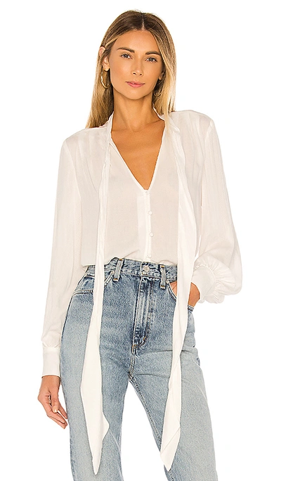 Shop 7 For All Mankind Foil Satin Blouse In Optic White