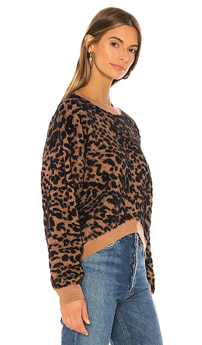 Shop Joa Leopard Sweater Top In Tan Multi