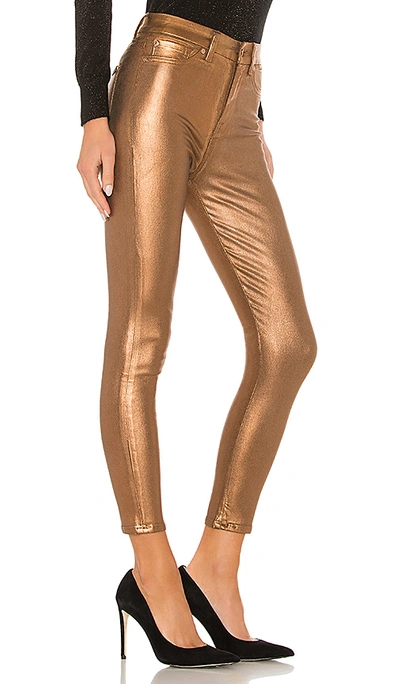 Shop 7 For All Mankind The High Waist Ankle Skinny In Penny Metallic Foil