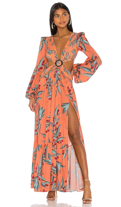 Shop Patbo Long Sleeve Cutout Dress In Heliconia Coral