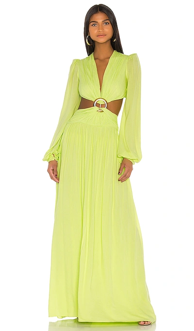 Shop Patbo Neon Cutout Gown In Lime
