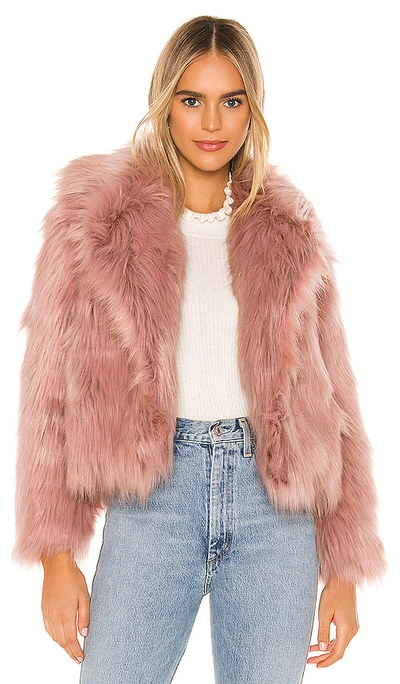 Shop Astr Adair Faux Fur Jacket In Dusty Pink