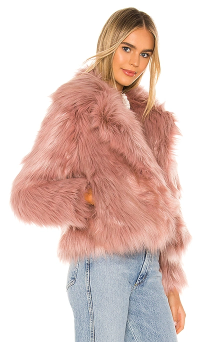 Shop Astr Adair Faux Fur Jacket In Dusty Pink