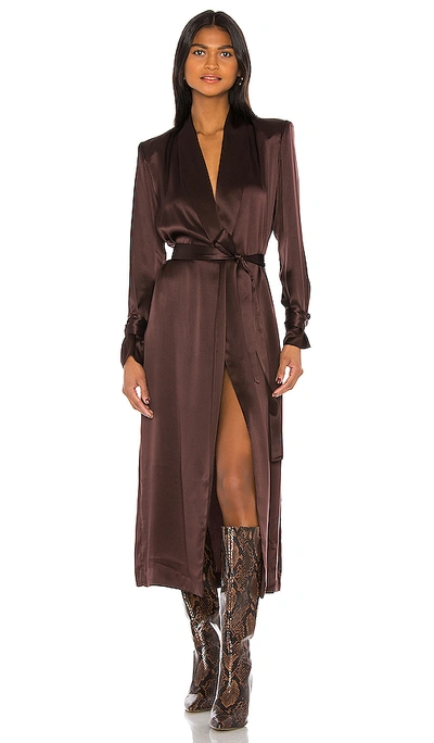 Shop Amanda Uprichard X Revolve Pascal Silk Duster In Cocoa