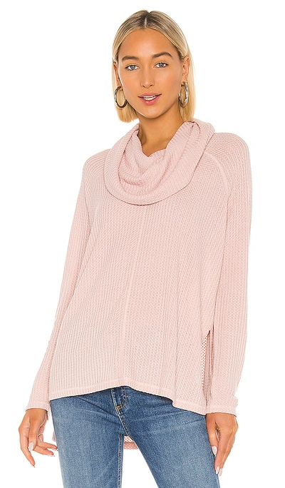 Shop Bb Dakota House Of Waffles Cowl Neck Top In Ballet Pink