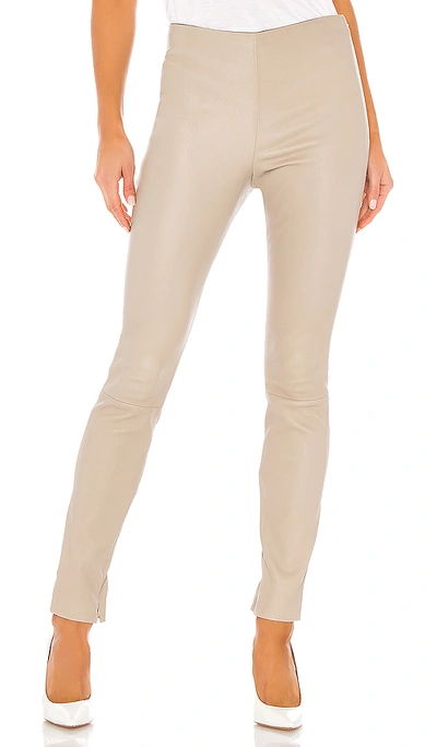 Shop Theory Skinny Leather Legging In Light Grey Taupe