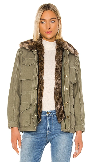 Frame Faux Fur Collar Service Jacket In Military ModeSens