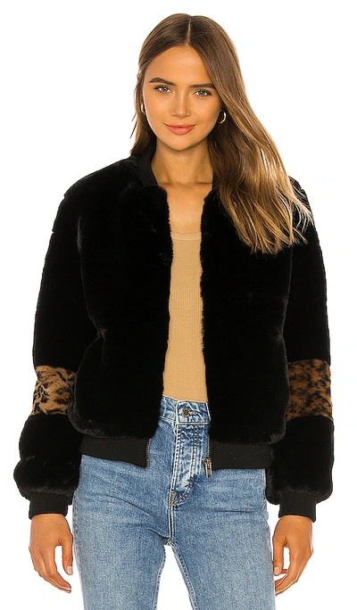 Shop Apparis Jem Faux Fur Jacket In Black & Plush Leopard